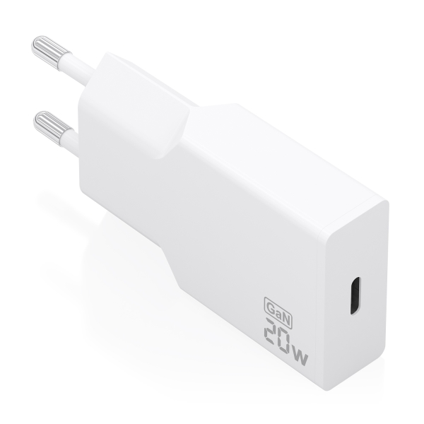 Aisens Cargador de Pared - 20W - GaN - 1xUSB-C - Power Delivery 3.0 - Ultra Delgado - Multiples Protecciones de Seguridad - Color Blanco