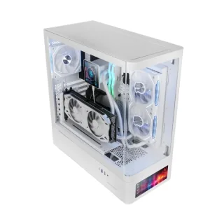 Mars Gaming MC-LCDPRO Caja Torre ATX - Pantalla IPS de 7.2” Personalizable - Cristal Templado Frontal y Lateral - Doble Camara - 7 Ranuras de Expansion - 460x482x210mm - Color Blanco