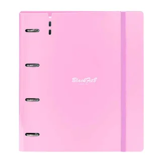 Safta Blackfit8 Smile Carpeta con 4 Anillas 35mm - Tapas de PP Foam - Recambio 100 Hojas - Cierre Elastico - Incluye Separadores - Cuadricula 5x5mm - 270x40x320mm - Color Rosa