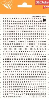 Apli Letras Transferibles Mayusculas Negras 2.5mm 730 Caracteres