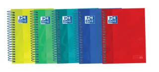 Oxford Touch Europeanbook 4 8º - Cuaderno Espiral Microperforado - Tapa Extradura - 120 Hojas - 5x5 - Colores Surtidos · Pack de 5 uds.