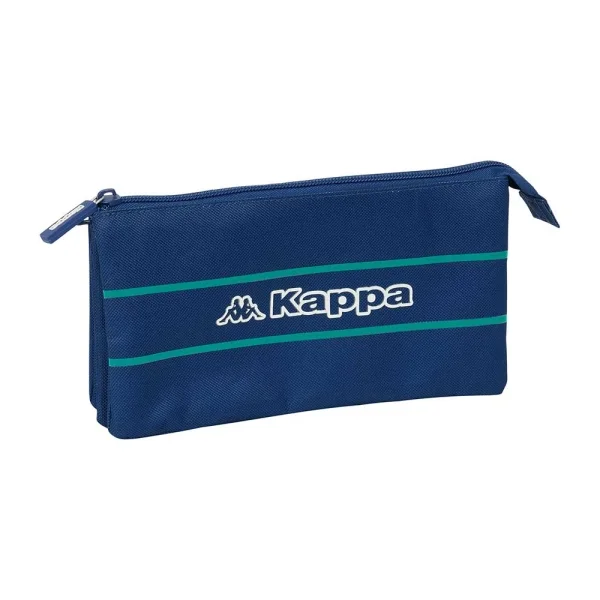 Safta Kappa Marino Portatodo - 3 Compartimentos con Cremalleras - Bolsillo Interior - 0.6L - 220x30x120mm - Color Azul Marino