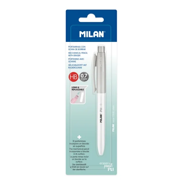 Milan Pl1 + Portaminas 0.7mm - Superficie Antibacteriana - Color Gris
