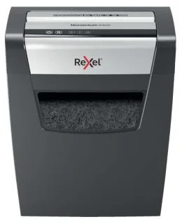 Rexel Momentum X410 Destructora de Papel Manual Corte Confeti P-4 - Destruye hasta 10 Hojas - Capacidad de la Papelera 23L - Color Negro/Plata