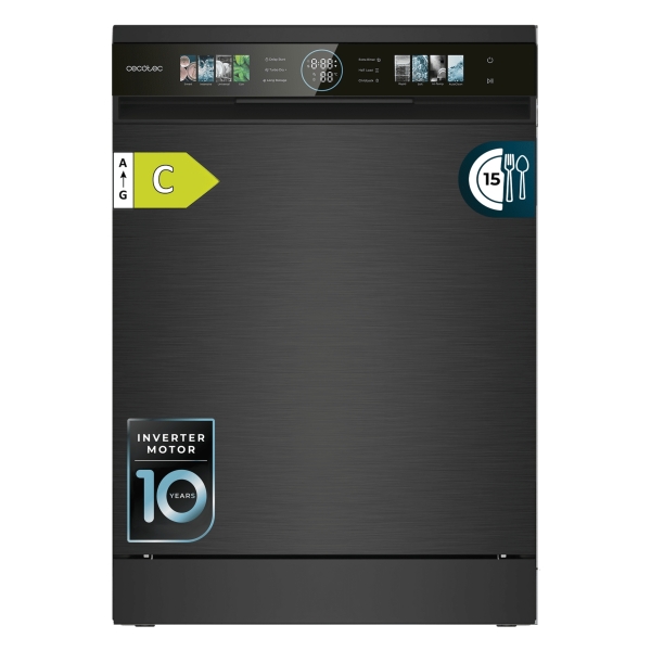 Cecotec Bolero Aguazero 6620 Dark Lavavajillas de 60cm - 15 Servicios - Modo Turbo - Pantalla XXL - 8 Programas - Motor Inverter - Inicio Programable - Color Gris Oscuro