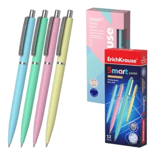 ErichKrause Smart Matic Pastel Boligrafo Retractil - Modelos Surtidos - Trazo 0.35mm - Color Azul · Pack de 12 uds.