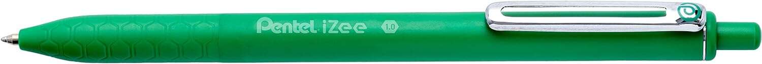 Pentel iZee Boligrafo de Bola Retractil - Punta 0.7mm - Trazo 0.35mm - Clip de Metal - Color Verde · Pack de 12 uds.