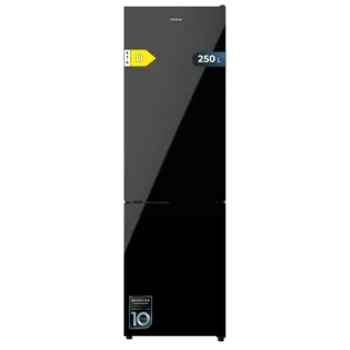 Cecotec Bolero CoolMarket Combi 250 Black Glass D Frigorifico Combi - 250L - Compresor Inverter - Puerta de Cristal - Frio Envolvente - Cajon Humedad Regulable - Clase E - 54x57.6x180cm - Co