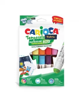 Carioca Temperello Textil Pack de 10 Pinturas para Tejidos - Colores Brillantes y Lavables - Alta Cobertura - Fijacion con Plancha - Lavable a Maquina Hasta 60°C - sin Disolventes - Color Va