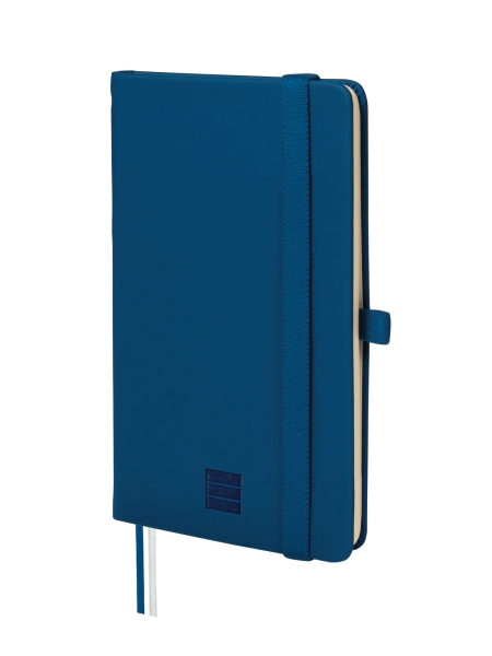 Finocam Nexo Cuaderno de Tapa Dura - 72 Hojas - 90x150mm - Papel Crema de 80g/m2 - Liso - Bolsillo Interior - Cierre con Goma - Hojas Microperforadas - Color Azul Marino