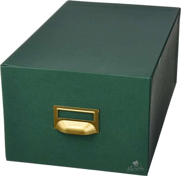 Mariola Fichero Carton Forrado en Geltex Nº4 para 500 Fichas - Medidas 220x155x250mm - Resistente y Duradero - Color Verde