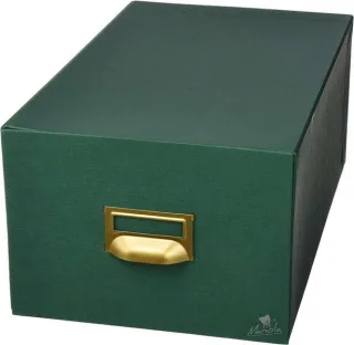 Mariola Fichero Carton Forrado en Geltex Nº4 para 500 Fichas - Medidas 220x155x250mm - Resistente y Duradero - Color Verde