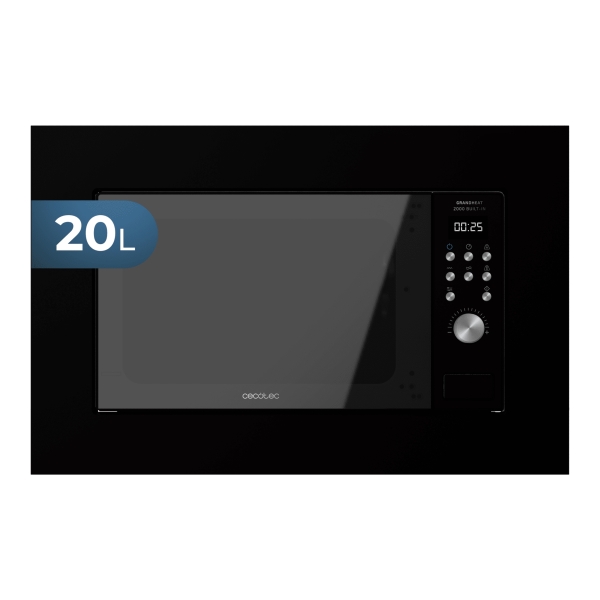Cecotec GrandHeat 2000 Built-in Microondas Encastrable - 700W - Capacidad 20L - Grill 900W - 9 Funciones Preconfiguradas - Descongelacion por Peso - Temporizador - Seguridad Infantil - Color