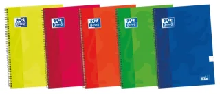 Oxford School Classic Write&Erase Fº Cuaderno Espiral - Tapa Extradura - Pauta 2.5mm con Margen - 80 Hojas - Colores Surtidos · Pack de 5 uds.