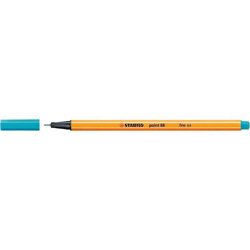 Stabilo Point 88 Rotulador de Punta Fina de Fibra - Trazo de 0.4 mm - Tinta con Base de Agua - Color Azul Claro · Pack de 10 uds.