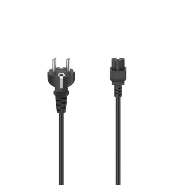 Hama Essential Cable de Alimentacion - Macho Schuko - Hembra Trebol - Longitud 2.5m - Seccion 0.75mm2 - Color Negro