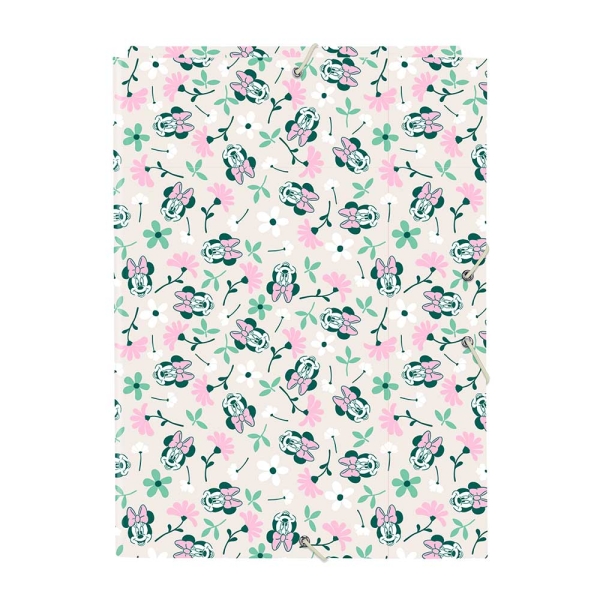 Safta Minnie Mouse Minty Carpeta con 3 Solapas - Tapas Duras Forradas - Cierre con Gomas - Formato Folio - 260x25x335mm - Color Rosa Pastel