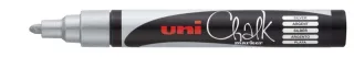Uni-ball PWE-5M Marcador de Tiza Liquida - Punta Conica 1.8-2.5mm - Borrado en Humedo - Resistente a la Lluvia - Color Plata · Pack de 6 uds.