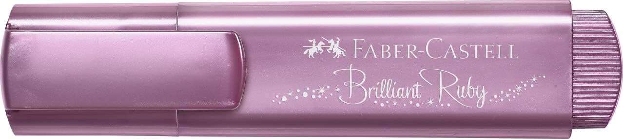 Faber-Castell Textliner 46 Metallic Marcador Fluorescente - Punta Biselada - Trazo entre 1mm y 5mm - Tinta con Base de Agua - Color Rubi Metalico · Pack de 10 uds.