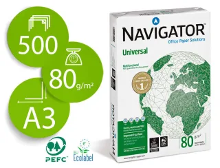 Navigator Papel A3 80gr 297x420mm (500 Hojas) Blanco · Pack de 5 uds.
