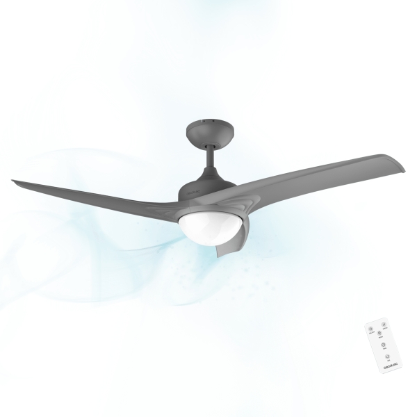 Cecotec EnergySilence Aero 560 Ventilador de Techo con 3 Aspas y Luz LED Integrada - Potencia de 62W - Diametro de 52" - Mando a Distancia - Modo Invierno/Verano - 3 Velocidades - Color Gris