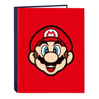 Safta Super Mario Mamma Mia Carpeta con 4 Anillas 25mm - Tapas Duras Forradas - Formato Folio - 265x40x330mm - Color Rojo