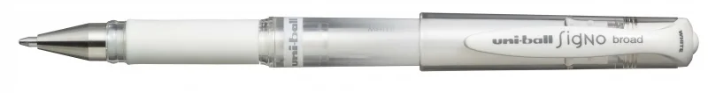 Uni-ball Signo Broad UM-153 Roller de Tinta Gel - Punta de Bola 1mm - Trazo Estilografico - Sujecion de Caucho - Color Blanco · Pack de 12 uds.