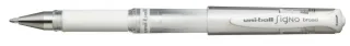 Uni-ball Signo Broad UM-153 Roller de Tinta Gel - Punta de Bola 1mm - Trazo Estilografico - Sujecion de Caucho - Color Blanco · Pack de 12 uds.