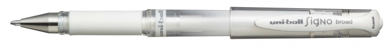 Uni-ball Signo Broad UM-153 Roller de Tinta Gel - Punta de Bola 1mm - Trazo Estilografico - Sujecion de Caucho - Color Blanco · Pack de 12 uds.