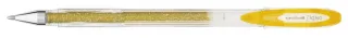 Uni-ball Signo Sparkling UM-120SP Boligrafo de Tinta Gel - Punta de Bola 1mm - Tinta Pigmentada Resistente al Agua y Luz - Efecto Purpurina - Color Oro · Pack de 12 uds.