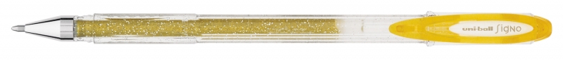 Uni-ball Signo Sparkling UM-120SP Boligrafo de Tinta Gel - Punta de Bola 1mm - Tinta Pigmentada Resistente al Agua y Luz - Efecto Purpurina - Color Oro · Pack de 12 uds.