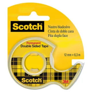 Scotch Cinta Adhesiva de Doble Cara en Dispensador 12mmx6.3m - Adhesivo Permanente - Multiples Usos - Practico Dispensador - 7100150066