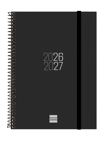 Finocam Espir Agenda Escolar 26/27 en Catalan - Semana Vista Horizontal - Formato E10 - 155x212mm - Tapas de Polipropileno - Papel de 80g/m2 - Espiral - Esquinas Microperforadas - Color Negro