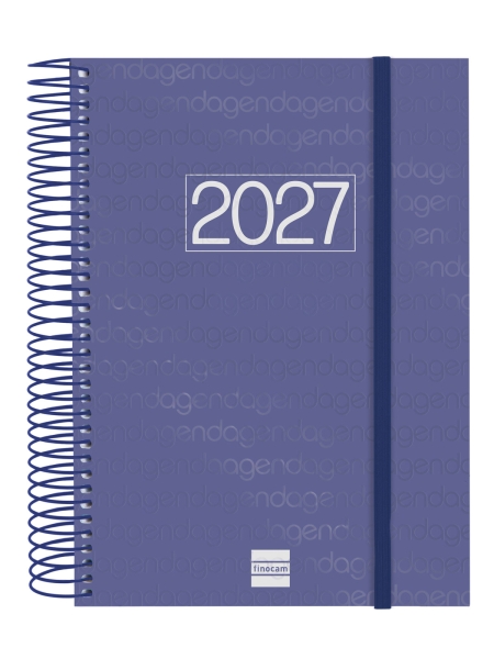 Finocam Espiral Basics Year Agenda - Anual 2027 - 1 Dia por Pagina - Formato E10 - 155x212mm - Espiral - Tapa de Polipropileno - Esquinas Microperforadas - Papel de 70g/m2 - Color Azul