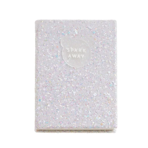 Miquel Rius Back2Fun Cuaderno Encolado con Cubierta de Purpurina Blanco y Patch de Silicona - 96 Hojas Punteadas de Papel 100 g/m2