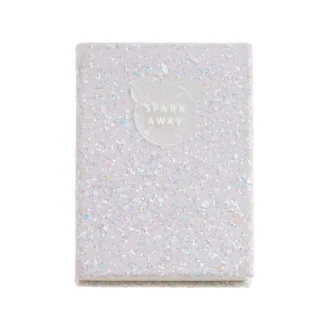 Miquel Rius Back2Fun Cuaderno Encolado con Cubierta de Purpurina Blanco y Patch de Silicona - 96 Hojas Punteadas de Papel 100 g/m2