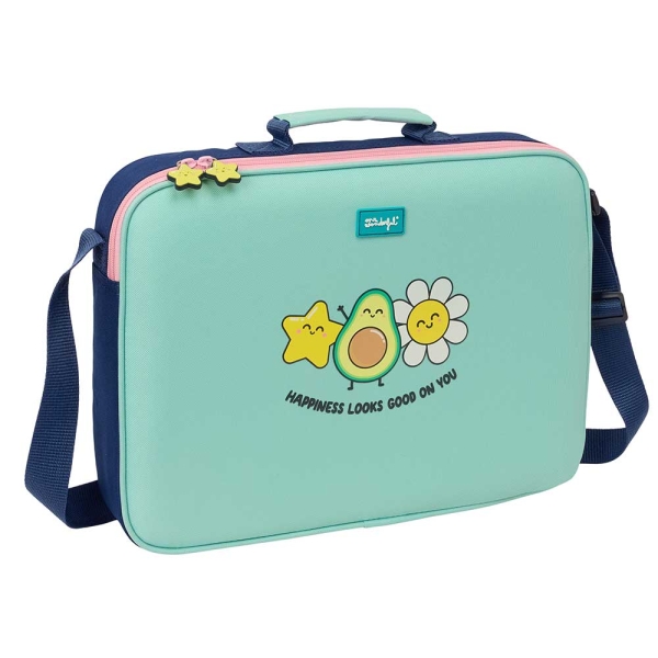 Safta Mr. Wonderful Estrella Maletin con Cremallera - Bandolera Ajustable - Asa Forrada - Doble Tirador - Fondo Semirigido - 38x28x6cm - Color Turquesa Claro