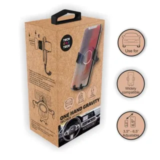 TechOneTech Soporte de Coche para Smartphones hasta 6.5" por Gravedad - Fijacion a Salida de Ventilacion