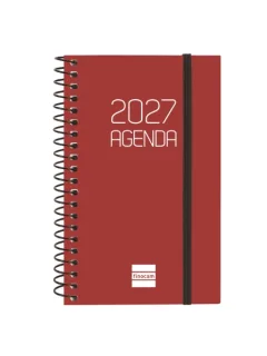 Finocam Espiral Basics Opaque Agenda - Anual 2027 - Semana Vista Horizontal - Formato E3 - 79x127mm - Espiral - Tapa de Polipropileno - Esquinas Microperforadas - Papel de 80g/m2 - Color Bur