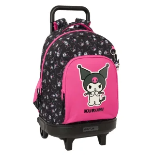 Safta Kuromi Mochila con Carro - Extraible - Bolsillo Frontal - Portabotellas - Tirador Doble - Asa y Hombreras Acolchadas - Tarjeta ID - Base Reforzada - 33L - 330x220x450mm - Color Negro y