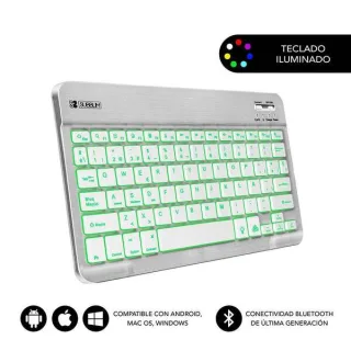 Subblim Teclado Smart Backlit Bt - Conectividad Bluetooth 30 - Iluminacion Ajustable en 7 Colores - Diseño Delgado de 6mm - Tecnologia de Membrana de Alta Precision - Bateria de Larga Duraci