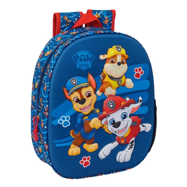 Safta Paw Patrol Mochila 3D - Portabotellas - Hombreras Acolchadas - Asa de Mano Superior - 27x33x10cm - Color Azul Oscuro