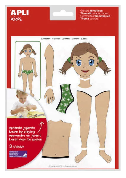 Apli Gomets Tematicos el Cuerpo - 156 Gomets - Desarrollados con Educadores - Ayudan a Identificar Partes del Cuerpo - Desarrolla Habilidades Motoras - Adhesivo Removible - Adhesivo Base Agua - Libre de Disolventes - Colorido · Pack de 5 uds.