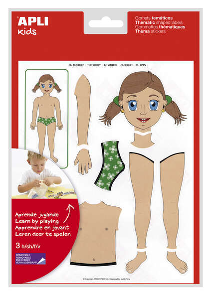 Apli Gomets Tematicos el Cuerpo - 156 Gomets - Desarrollados con Educadores - Ayudan a Identificar Partes del Cuerpo - Desarrolla Habilidades Motoras - Adhesivo Removible - Adhesivo Base Agua - Libre de Disolventes - Colorido · Pack de 5 uds.