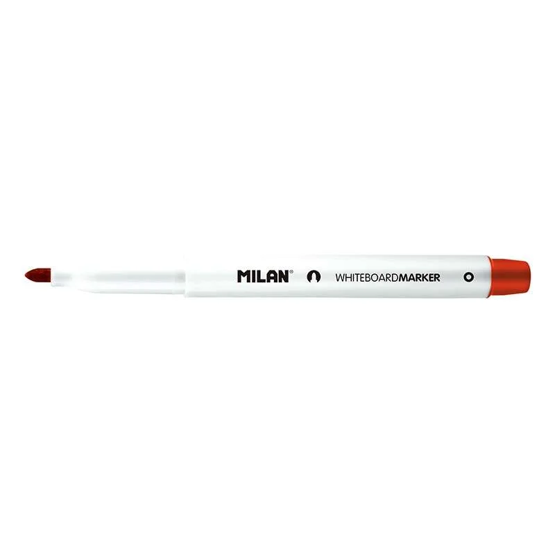 Milan Rotuladores para Pizarra Blanca con Punta Redonda - Punta 3.7 mm - Tinta a Base de Alcohol - Borrable en Seco - Color Rojo · Pack de 12 uds.