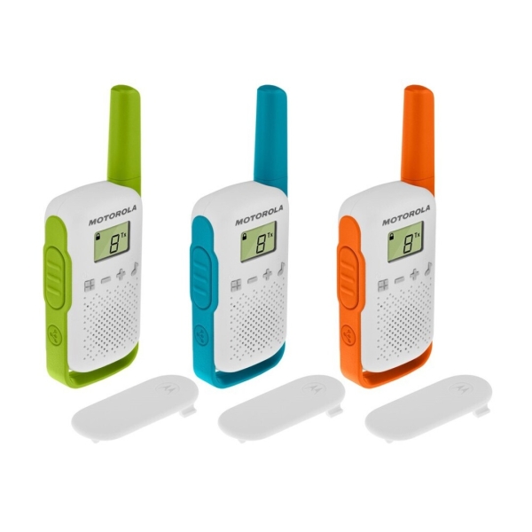 Motorola T42 Pack 3 Walkie Talkies - 16 Canales PMR446 - Alcance hasta 4Km - Autonomia hasta 18h