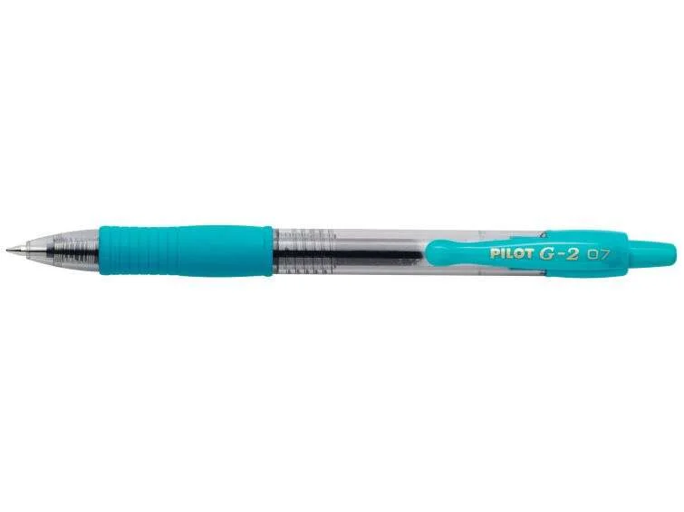 Pilot Boligrafo de Gel G2 Rollerball Retractil - Recargable - Punta de Bola Redonda 0.7mm - Trazo 0.32mm - Grip Ergonomico - Color Turquesa · Pack de 12 uds.