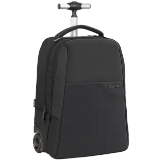 Safta Business Trolley - Acolchado para Portatil - Conector USB - Doble Compartimento con Organizador - Ruedas Silenciosas - 28.9L - 430x320x210mm - Color Negro
