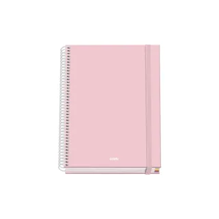 Dohe Serenity Cuaderno Espiral A5 100 Hojas Cuadricula 5mm - Tapa Dura Impresa a todo Color y Plastificada en Brillo - Bandas de Color - Cierre de Goma - Color Rosa