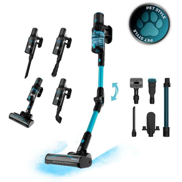 Cecotec Conga Rockstar 3500 Storm Pet Flex Aspirador Escoba Vertical sin Cable - 500W - 30kPa - Autonomia 70min - Cepillo Antienredos - Tubo Flexible - Luz LED - Bateria de 33.6V - Color Neg